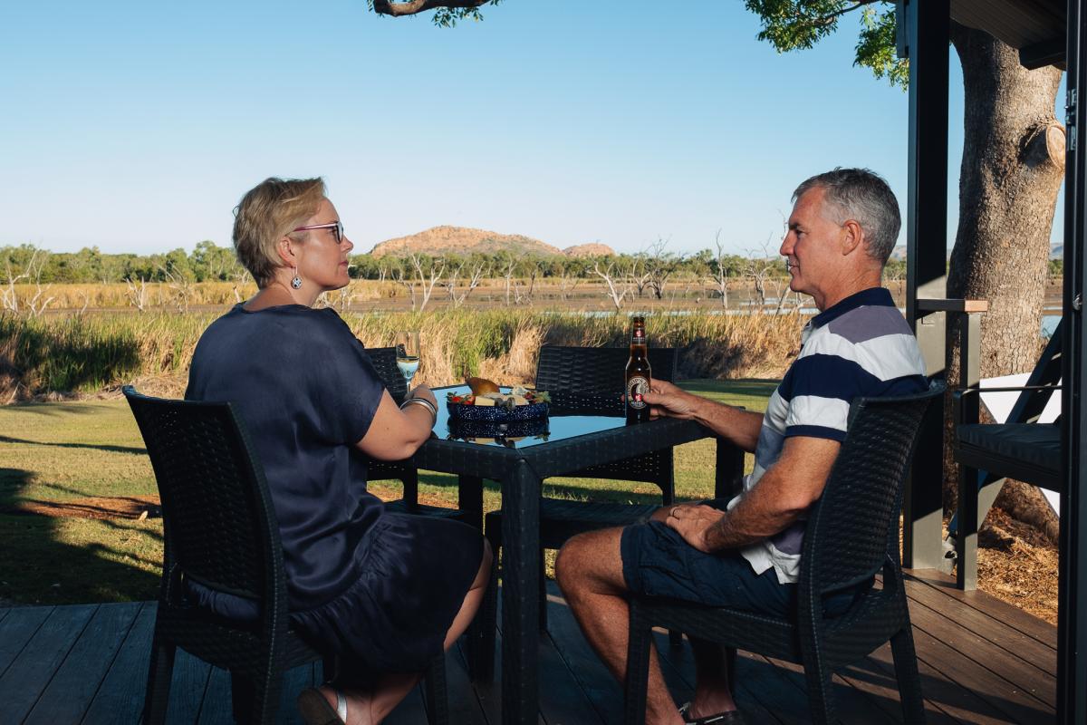 Deluxe Waterfront Cabins Alfresco Dining and Decking at Kimberleyland Kununurra 