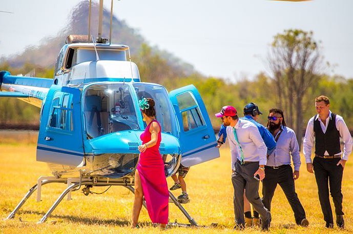 Helicopter Arrival at the Kununurra Race Club 
