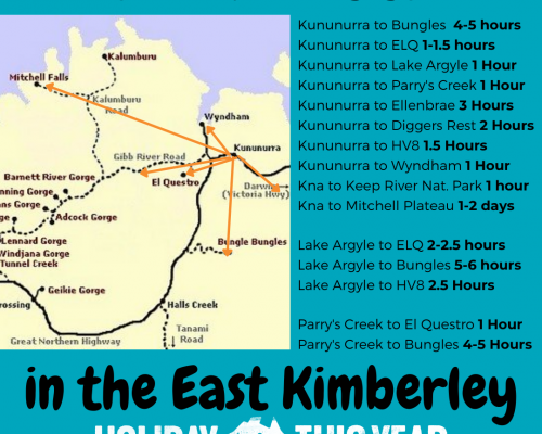 How far is it to.... in the East Kimberley 